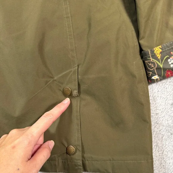 Barbour Wytherstone Waterproof Jacket Women 8 Olive Green Floral Lined Hooded - Picture 7 of 10